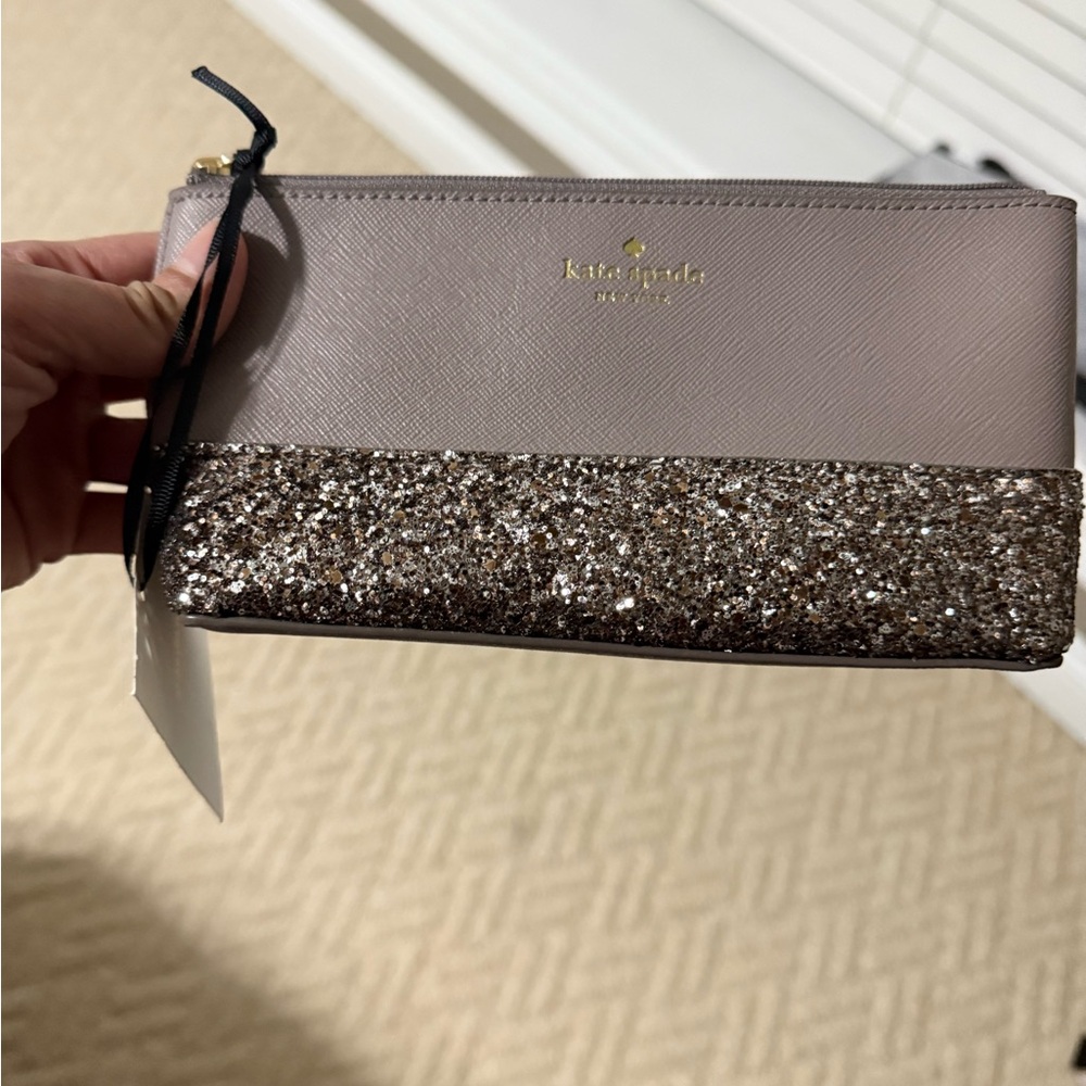 Kate Spade Taupe and Glitter Clutch